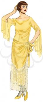 Royalty Free Clipart Image of a Woman in 20s Fashion