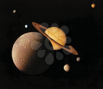 Royalty Free Photo of Saturn and it's Moons