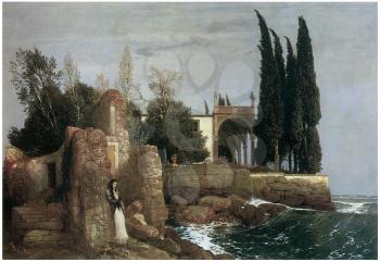Royalty Free Clipart Image of The Seaside Villa by Arnold Bocklin