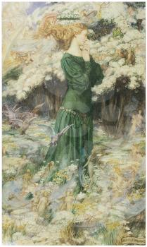 Royalty Free Clipart Image of The Lover's Words by Eleanor Fortescue-Brickdale
