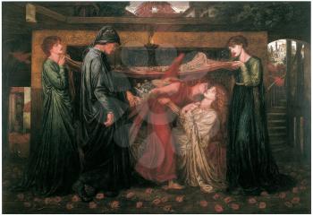 Royalty Free Clipart Image of Dante's Dream at the Time of the Death of Beatrice by Dante Gabriel Rossetti