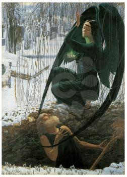 Royalty Free Clipart Image of The Grave Digger's Death by Carlos Schwabe