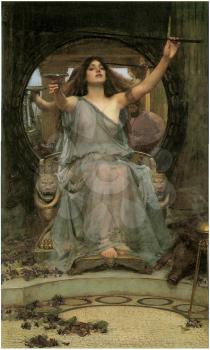 Royalty Free Clipart Image of Circe Offering the Cup to Ulysses by John William Waterhouse