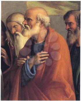 Royalty Free Clipart Image of The Incredulity of Saint Thomas (detail of Saint Peter) by Cima Da Conegliano