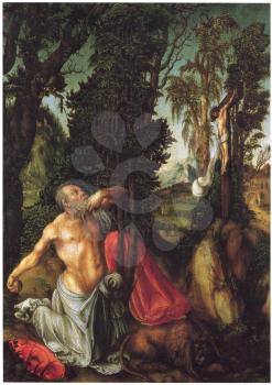 Royalty Free Clipart Image of St. Jerome in Penitence by Lucas Cranach the Elder