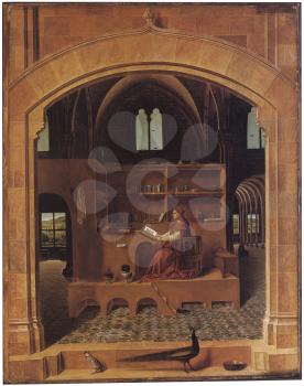 Royalty Free Clipart Image of Saint Jerome in his Study by Antonnello Da Messina
