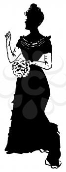 Royalty Free Silhouette Clipart Image of a Woman in Formal Wear