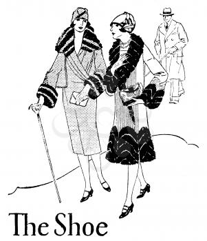 Royalty Free Clipart Image of a Vintage The Shoe Advertisement
