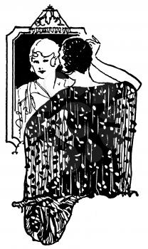 Royalty Free Clipart Image of a Woman Admiring Her Reflection 