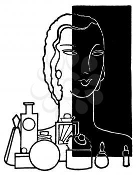 Royalty Free Clipart Image of a Woman and products
