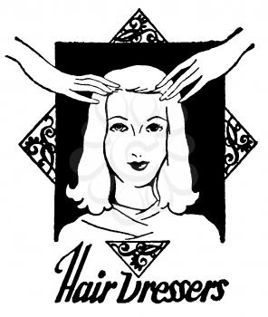 Royalty Free Clipart Image of a Vintage Hair Dresser Advertisement 