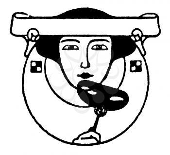 Royalty Free Clipart Image of a Woman With a Mask
