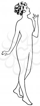 Royalty Free Clipart Image of an Outline of a Woman 