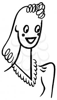 Royalty Free Clipart Image of a rtrait of a Cartoon Woman 