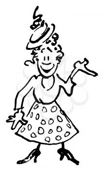 Royalty Free Clipart Image of a Funny Looking Cartoon Woman 