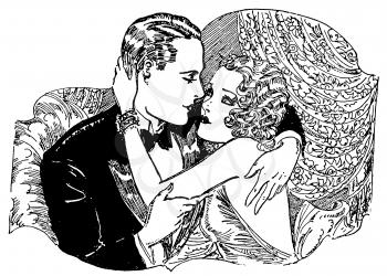 Royalty Free Clipart Image of a Couple About to Kiss