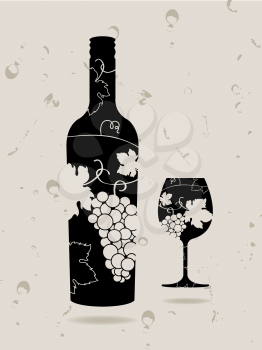 Bottle wine glass grapes 