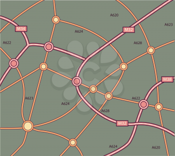 Generic vector road map with highways an local roads