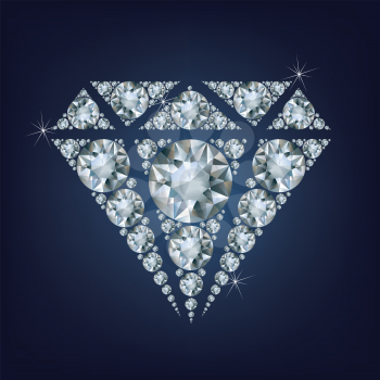 Shiny bright diamond symbol made a lot of diamonds