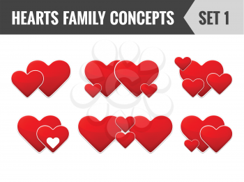 Hearts family concepts. Set 1. Vector illustration.