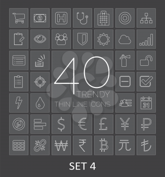 40 Trendy Thin Line Icons for Web and Mobile. Set 4