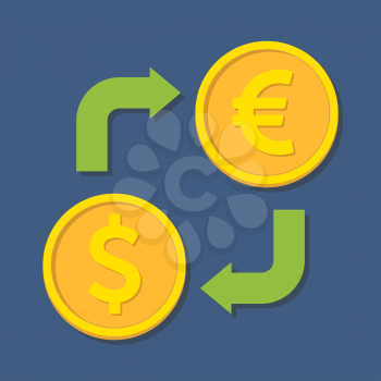 Currency exchange. Dollar and Euro. Vector illustration