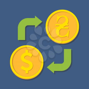 Currency exchange. Dollar and Hryvnia. Vector illustration