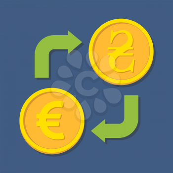 Currency exchange. Euro and Hryvnia. Vector illustration
