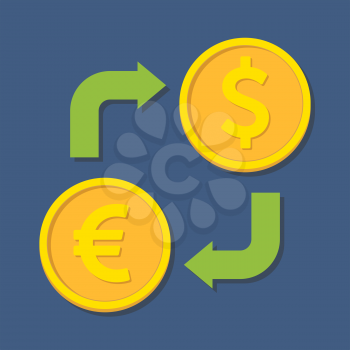 Currency exchange. Euro and Dollar. Vector illustration