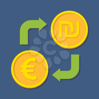 Currency exchange. Euro and Shekel. Vector illustration
