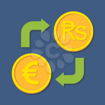 Currency exchange. Euro and Rupee. Vector illustration