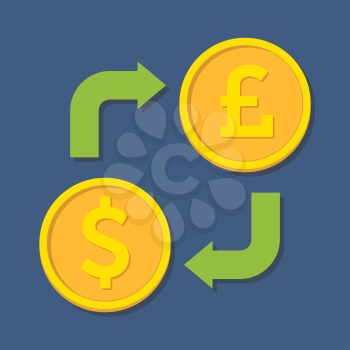 Currency exchange. Dollar and Pound Sterling. Vector illustration