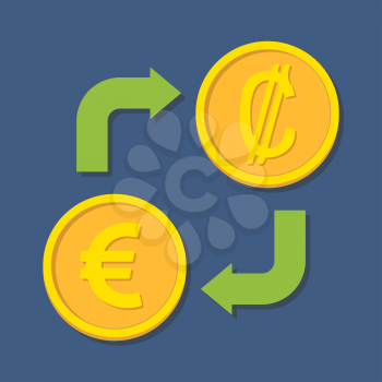 Currency exchange. Euro and Colon. Vector illustration