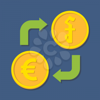 Currency exchange. Euro and Riel. Vector illustration