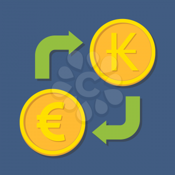 Currency exchange. Euro and Kip. Vector illustration