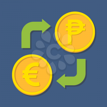 Currency exchange. Euro and Peso. Vector illustration
