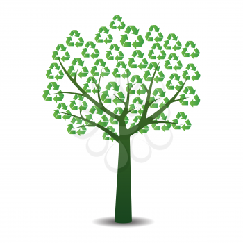 Tree with recycling symbols. Vector illustration