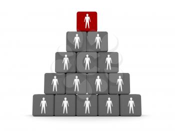 Concept of hierarchy. Leader at the top. 3D illustration