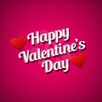 Valentine's day greetings card. White text over pink background. Vector illustration