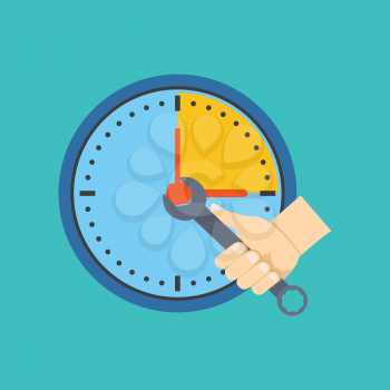 Time management concept. Flat design. Isolated on color background