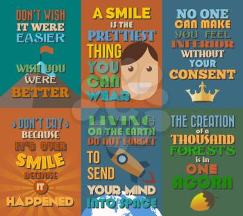 Unusual motivational and inspirational quotes posters. Set 8. Vector illustration