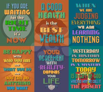 Unusual motivational and inspirational quotes posters. Set 9. Vector illustration