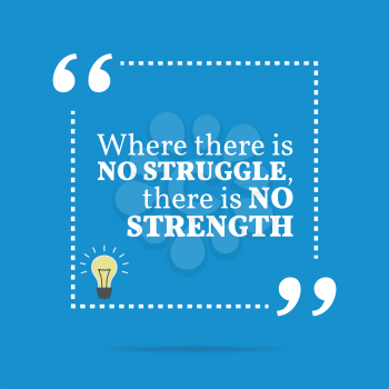 Inspirational motivational quote. Where there is no struggle, there is no strength. Simple trendy design.