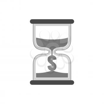 Hourglass with dollar sign icon, time is money concept. Symbol in trendy flat style isolated on white background. Illustration element for your web site design, logo, app, UI.