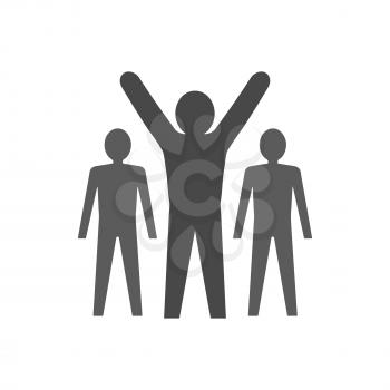 Man with raised hands, leadership, success icon. Symbol in trendy flat style isolated on white background. Illustration element for your web site design, logo, app, UI.