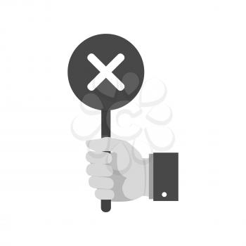 Hand holding reject, wrong sign icon. Symbol in trendy flat style isolated on white background. Illustration element for your web site design, logo, app, UI.