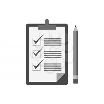 Checklist with pencil icon. Symbol in trendy flat style isolated on white background. Illustration element for your web site design, logo, app, UI.