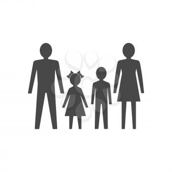 Man, woman and children icon. Family concept. Symbol in trendy flat style isolated on white background. Illustration element for your web site design, logo, app, UI.