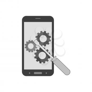 Smartphone repair concept icon. Symbol in trendy flat style isolated on white background. Illustration element for your web site design, logo, app, UI.