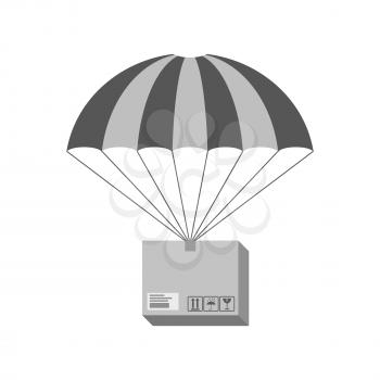 Parcel on parachute icon. Delivery concept. Symbol in trendy flat style isolated on white background. Illustration element for your web site design, logo, app, UI.